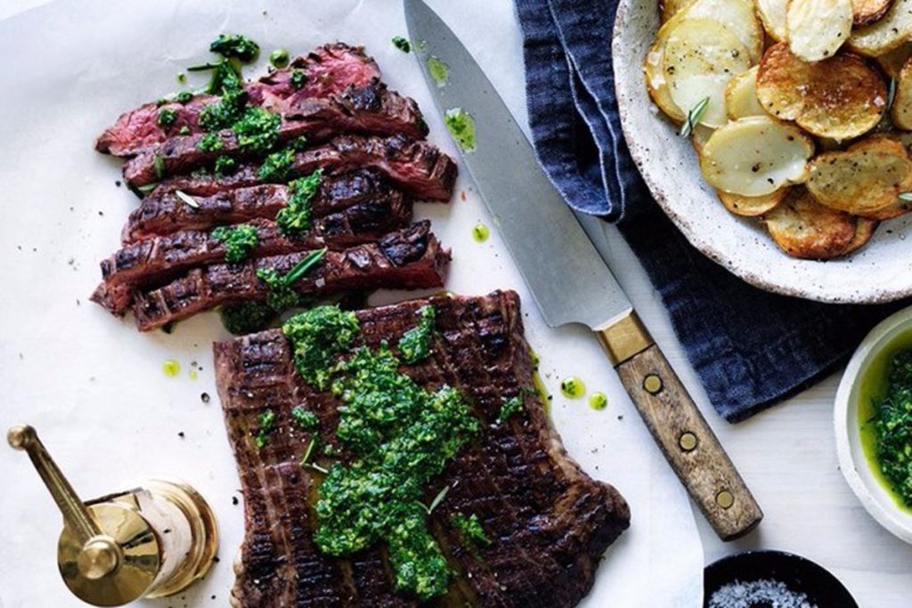 Lamb with warm potato & olive salad